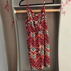 Forever 21 Multi-Color Chevron Spaghetti Strap Mini Dress